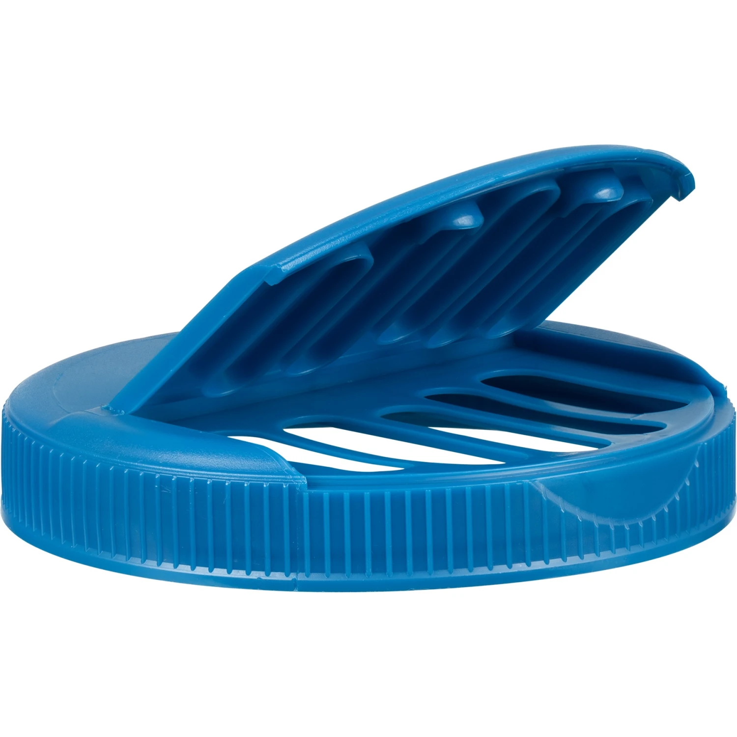 1 Gallon (128 Oz.) Wide Mouth Glass Jar W/ Blue Slotted Flapper Cap, 5 Slots, Unlined, 110mm 110-400 - Image 5