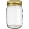 14 Oz. Clear Glass Mayo Jar W/ Gold Metal Cap W/ Plastisol Liner, 70mm 70G-450