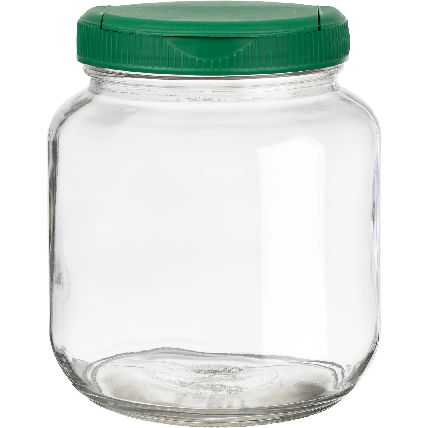 1/2 Gallon (65 Oz.) Wide Mouth Glass Jar W/ Green Slotted Flapper Cap, 5 Slots, Unlined, 110mm 110-400