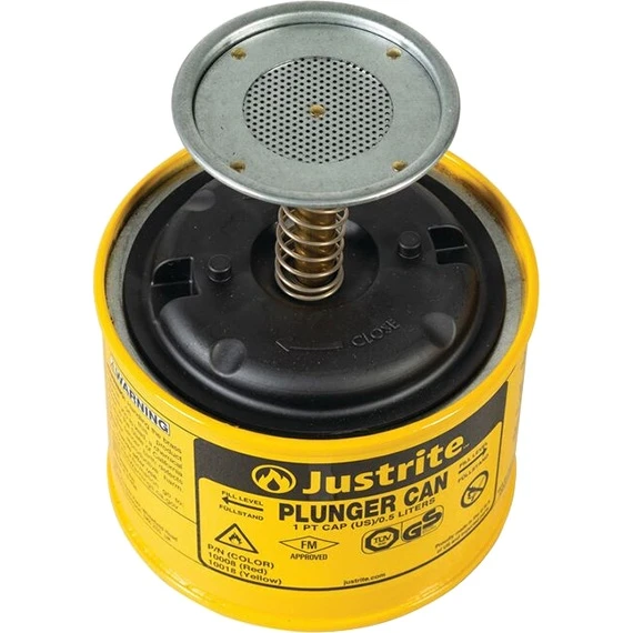 1 Pint Yellow Steel Plunger Dispensing Can - Image 2