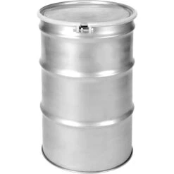 85 Gallon Stainless Steel Drum, UN Rated, Cover W/Bolt Ring