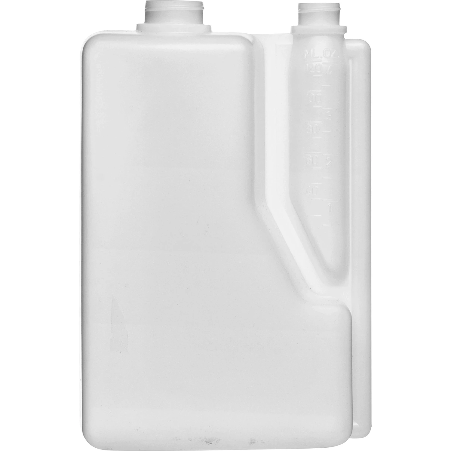 2 Liter Natural HDPE Plastic Bettix Twin Neck Bottle With 4 Oz. Dosage Chamber, 38mm & 28mm - Image 2