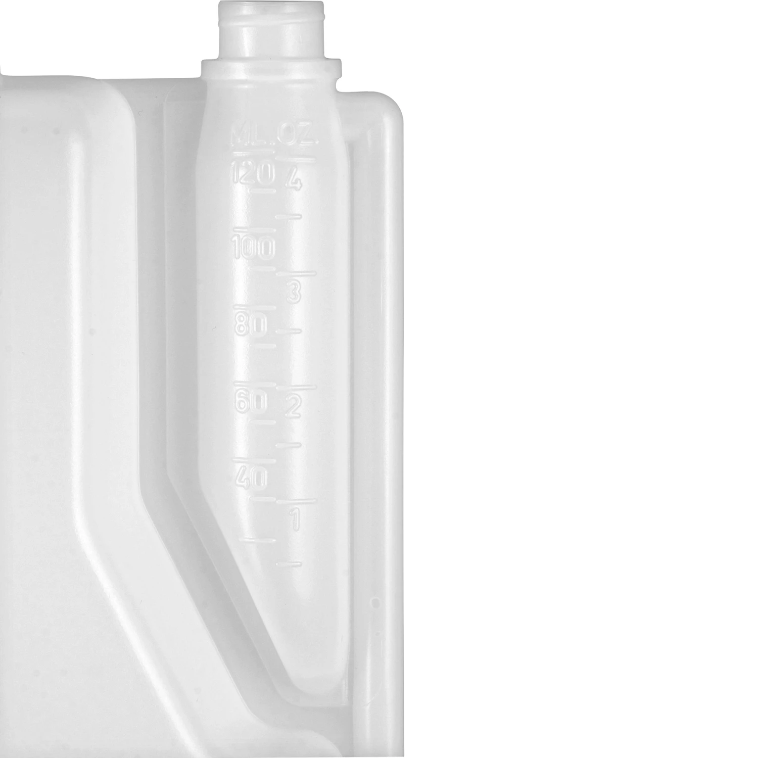 2 Liter Natural HDPE Plastic Bettix Twin Neck Bottle With 4 Oz. Dosage Chamber, 38mm & 28mm - Image 6