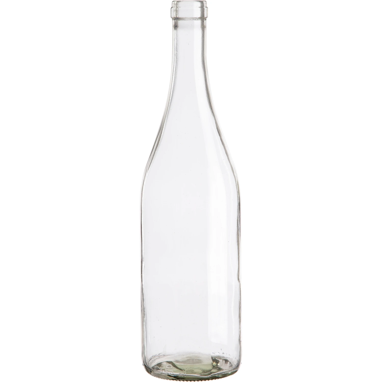 750 Ml Clear Burgundy Wine Bottles, Cork, 12/cs