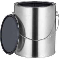 1 Gallon Metal Paint Can W/Ears, Bail And Lid, Gray Epoxy Phenolic Lined, 7.688" H (Case Pack)