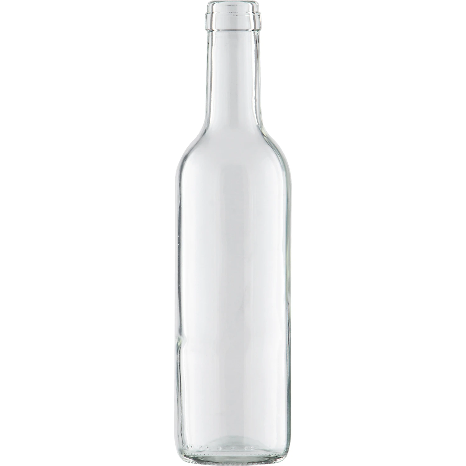 375 Ml Clear Bordeaux Wine Bottles, Mini Punt, Cork, 24/cs
