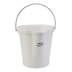 3 Gallon White Plastic Bucket W/Spout, Stainless Steel Handle