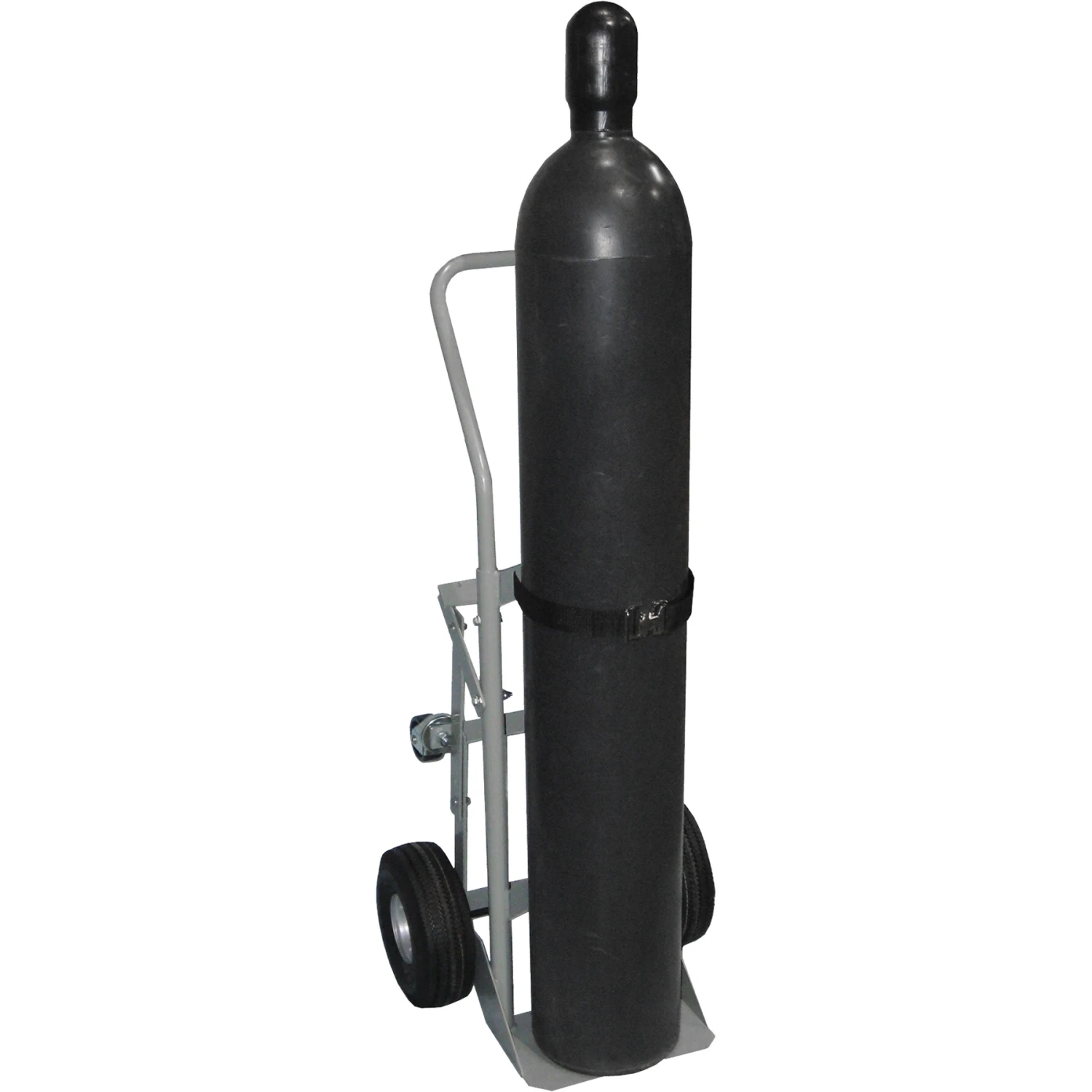 Single Gas Cylinder Hand Truck, 10" Flat-Free Wheels, Rear Casters