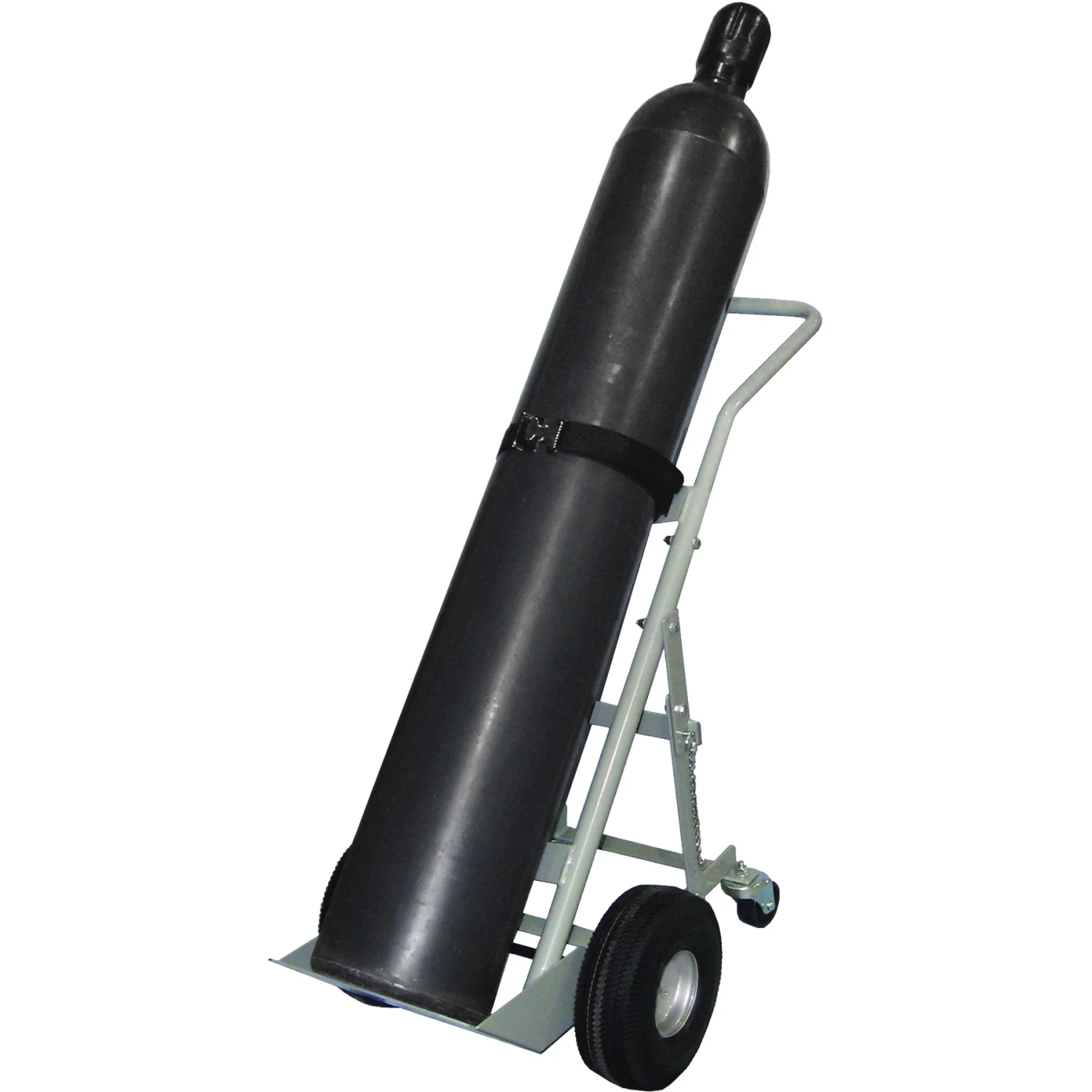 Single Gas Cylinder Hand Truck, 10" Flat-Free Wheels, Rear Casters - Image 2