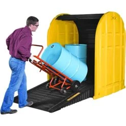 2-Drum Hard Top W/ Spill Pallet (No Drain) - Justrite® 28675