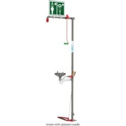 Combination Safety Shower W/ Eyewash Station, Floor Mount, Open Stainless Steel Bowl, Stainless Steel Pipe, Top Inlet