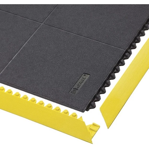 3' Yellow Interlocking Anti-Fatigue Mat Ramp, Female - Image 3