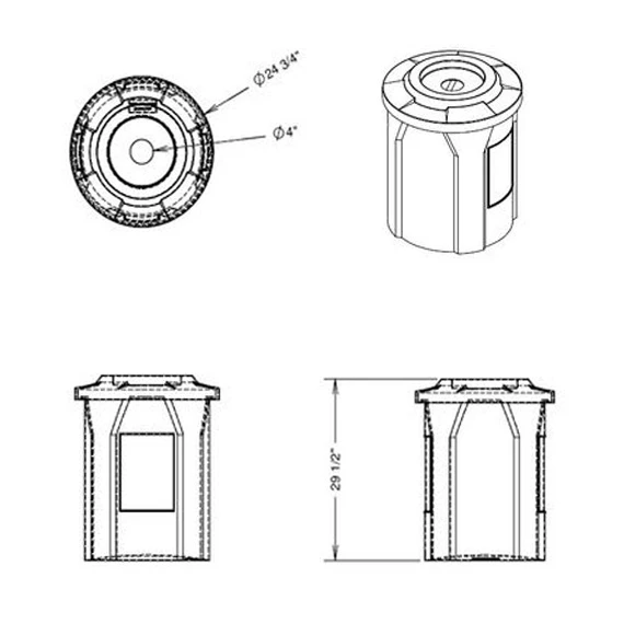 42 Gallon Dark Granite Recycling Receptacle, Flat Top 4" Opening - Image 5