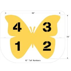 Butterfly Four Square Playground Stencil, 76" High, 1/8" Thick