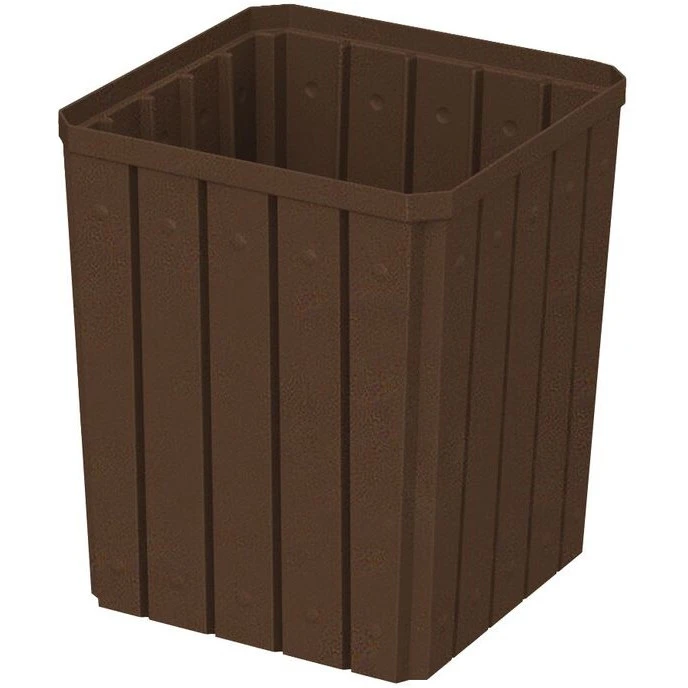 52 Gallon Brown Granite Square Slatted Trash Receptacle, 4-Way Open Lid - Image 2