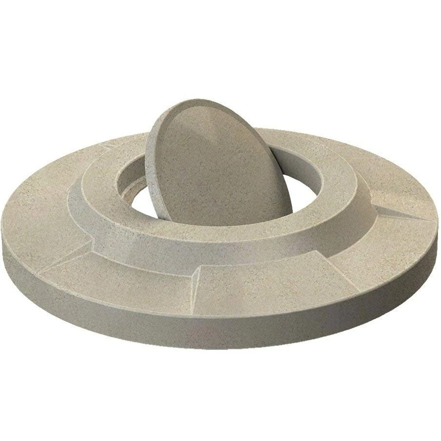 55 Gallon Beige Granite Trash Receptacle, Flat Top Bug Barrier Lid - Image 3