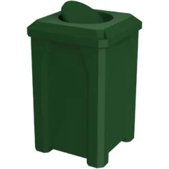 32 Gallon Green Square Trash Receptacle, Bug Barrier Lid