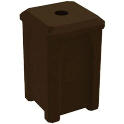 32 Gallon Brown Granite Square Recycling Receptacle, Flat Top 4" Opening