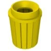 42 Gallon Yellow Slatted Trash Receptacle, Funnel Top 11.5" Opening Lid