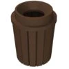 42 Gallon Brown Granite Slatted Trash Receptacle, Funnel Top 11.5" Opening Lid