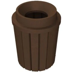 42 Gallon Brown Granite Slatted Trash Receptacle, Funnel Top 11.5" Opening Lid