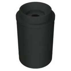 55 Gallon Black Recycling Receptacle, Funnel Top 5" Opening