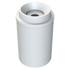 55 Gallon White Recycling Receptacle, Funnel Top 5" Opening