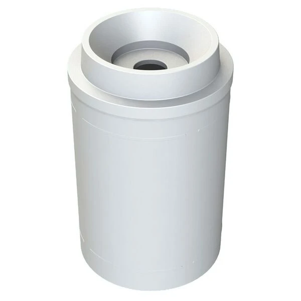 55 Gallon White Recycling Receptacle, Funnel Top 5" Opening