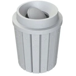 42 Gallon Light Granite Slatted Trash Receptacle, Funnel Top Bug Barrier Lid