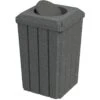 32 Gallon Dark Granite Slatted Square Trash Receptacle, Bug Barrier Lid