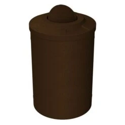 55 Gallon Brown Granite Trash Receptacle, Flat Top Bug Barrier Lid