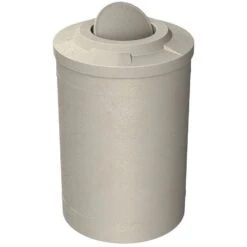 55 Gallon Beige Granite Trash Receptacle, Flat Top Bug Barrier Lid
