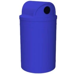 55 Gallon Blue Recycling Receptacle, 2-Way (Dual 5" Opening) Lid