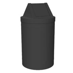 55 Gallon Black Trash Receptacle, Swing Top Lid
