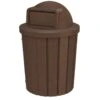 42 Gallon Brown Granite Slatted Trash Receptacle, Dome Top Lid