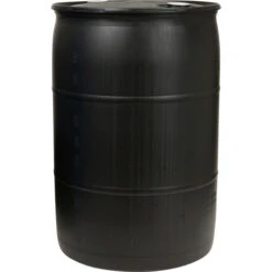 55 Gallon Black Tight Head Plastic Drum, UN Rated, 2" NPS & 2" Buttress Fittings