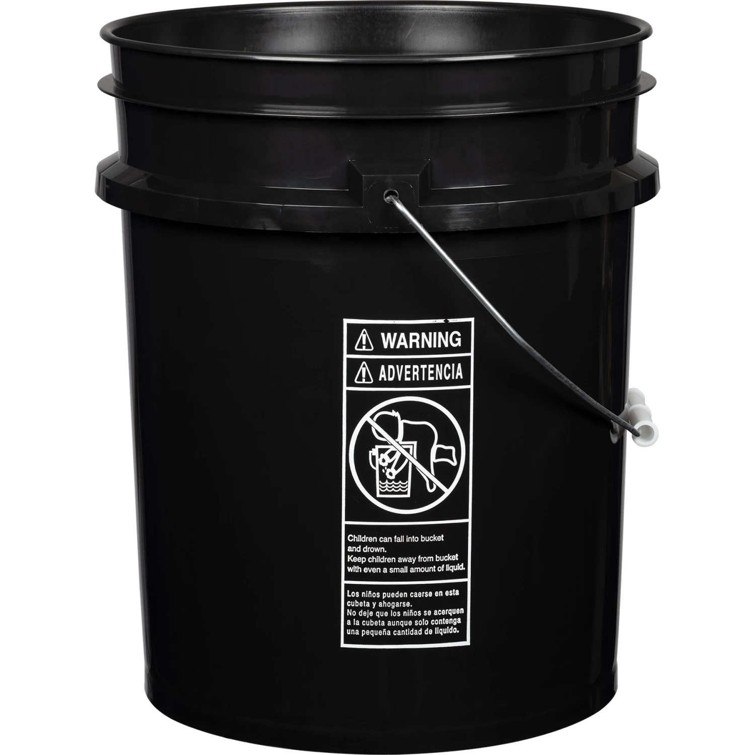 Unit Pack (120 Ea.) - 5 Gallon Black Plastic Pail (90 Mil), W/Metal Handle (P4 Series) - Image 2
