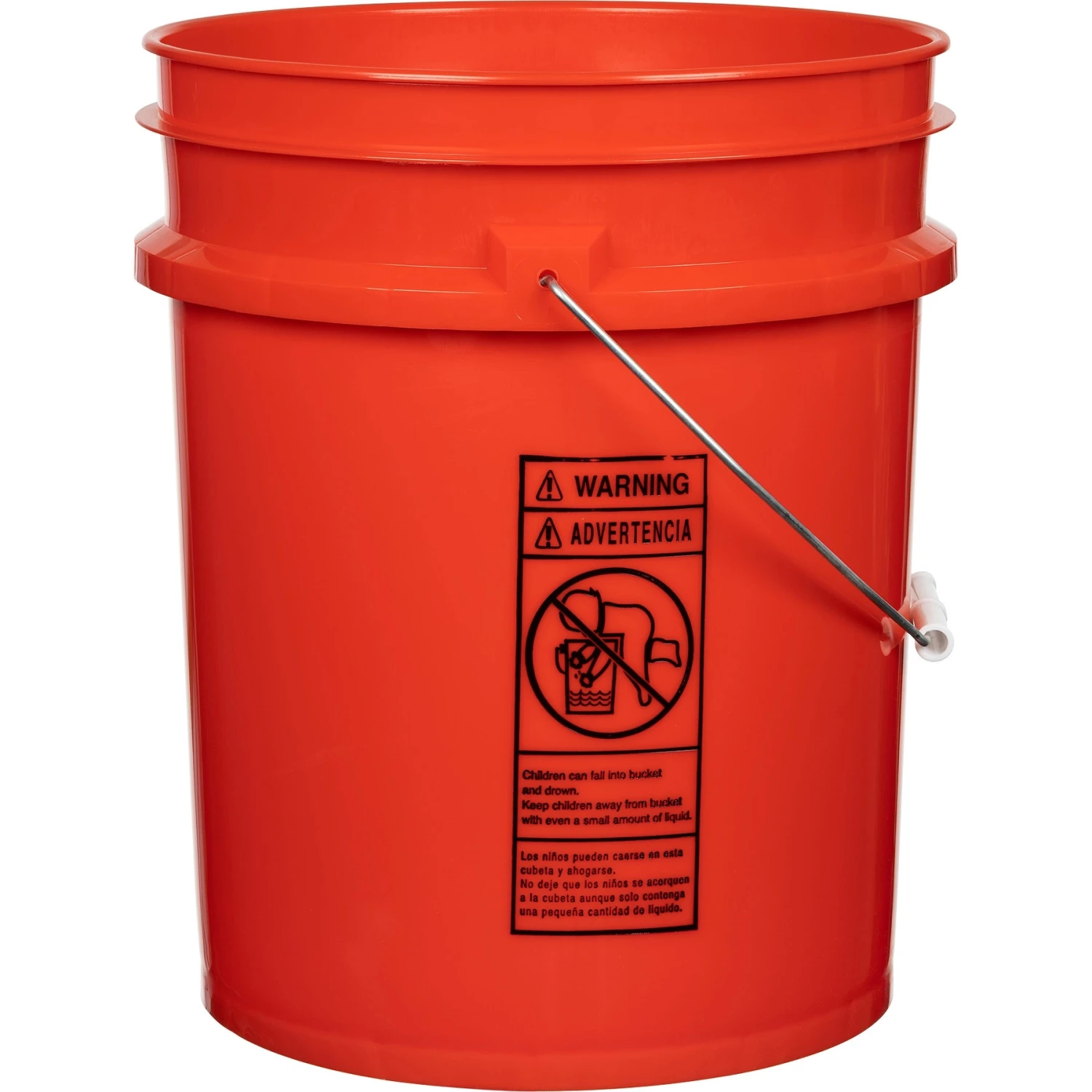 Unit Pack (120 Ea.) - 5 Gallon Red Plastic Pail (90 Mil), W/Metal Handle (P4 Series) - Image 2