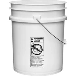 5 Gallon White Plastic Skinny Pail (75 Mil) W/Metal Handle