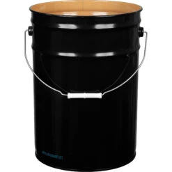 6 Gallon Black Open Head Steel Pail (24 Gauge), UN Rated, Epoxy Phenolic Lining (S3 Series)
