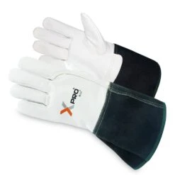 Black/White Goatskin Welding Work Gloves W/Cuff