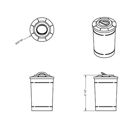 55 Gallon Beige Granite Trash Receptacle, Flat Top Bug Barrier Lid - Image 5