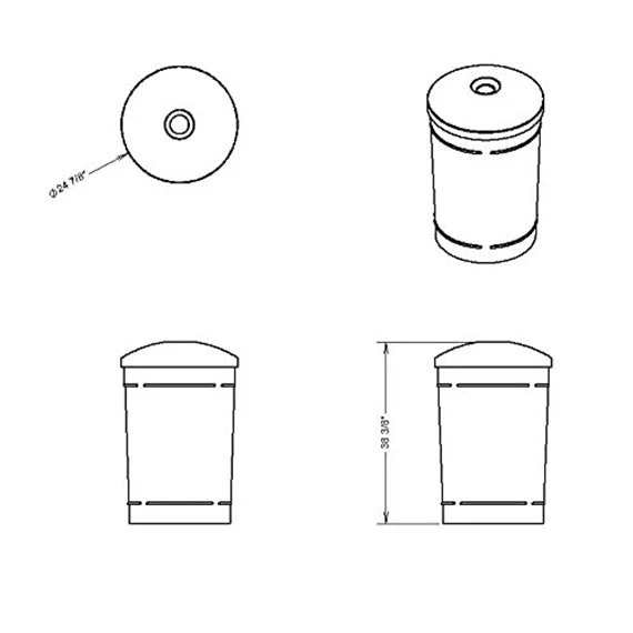 55 Gallon Green Recycling Receptacle, Mushroom Top 4" Opening - Image 4