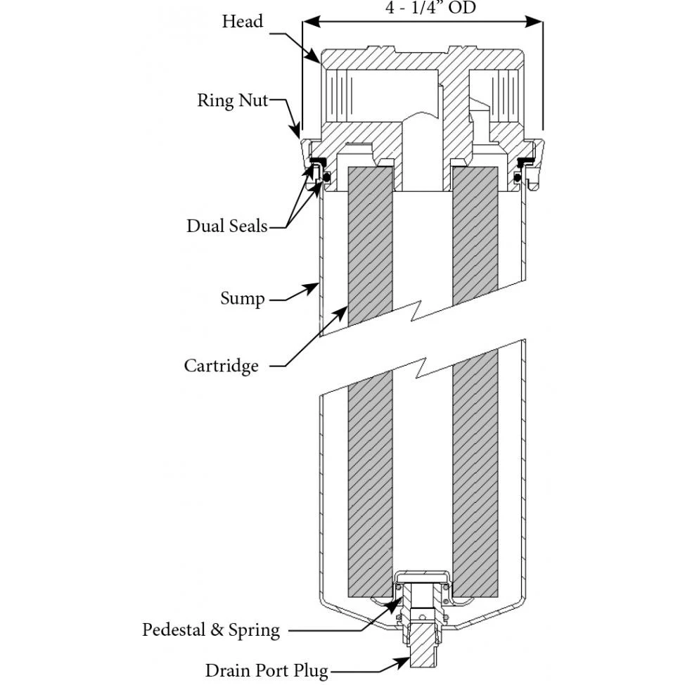 20" 316 Stainless Steel Single Cartridge Filter Vessel, 3/4" NPT - Image 3