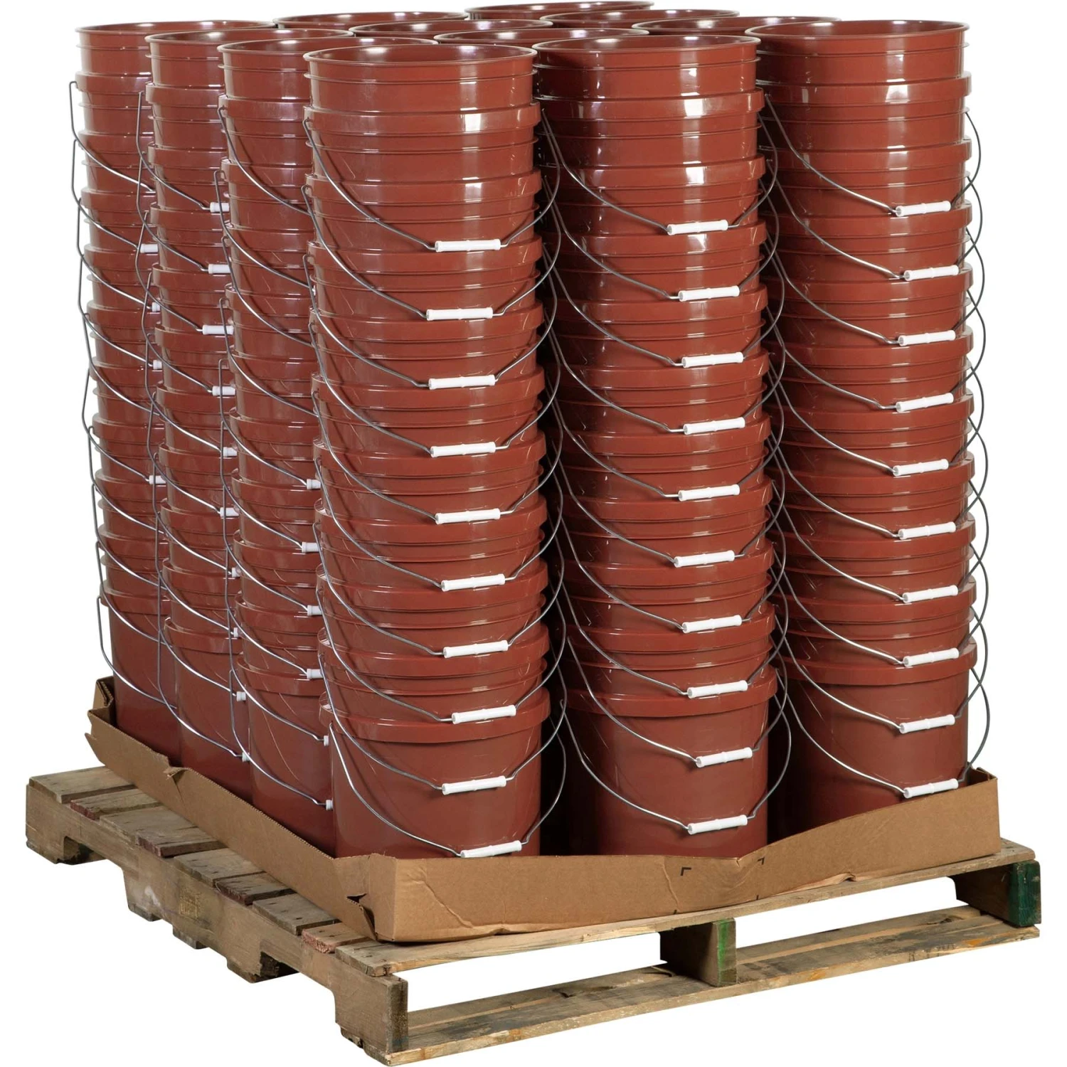 Paragon Unit Pack (120 Ea.) - 5 Gallon Mobil Red Plastic Pail (90 Mil), W/Metal Handle (P5 Series)